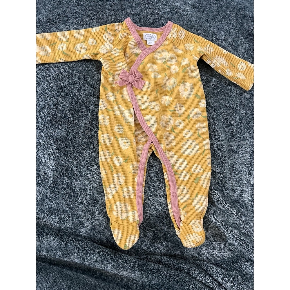 Mud Pie Mustard Yellow Floral One Piece Size 0-3m